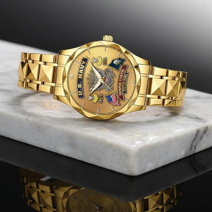 US Navy – Diamond-Cut Bezel Watch – Golden Heritage Crest