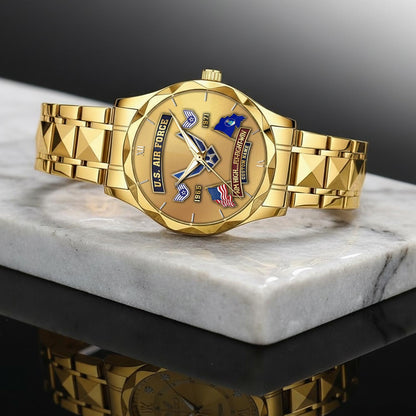 US Air Force – Diamond-Cut Bezel Watch – Golden Heritage Crest