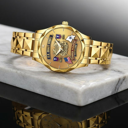 US Coast Guard – Diamond-Cut Bezel Watch – Golden Heritage Crest