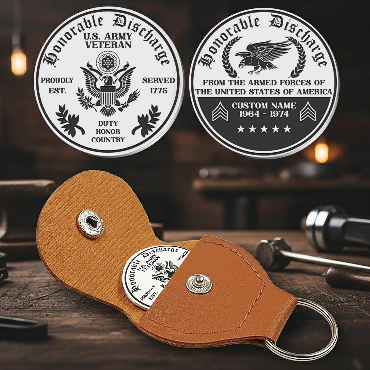 US Army – Military Printed Challenge Coin – Shield & Laurel Seal