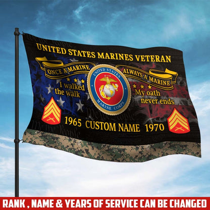 U.S. Marine Corps Flying Flag – I Walked The Walk My Oath Never Ends