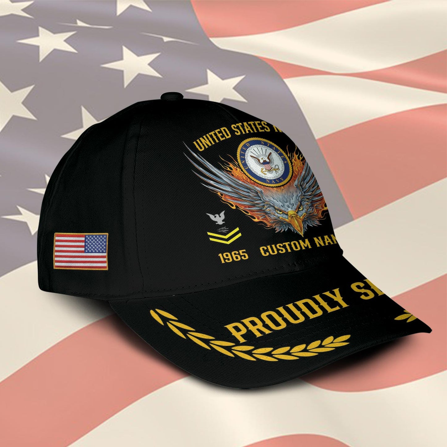 US Navy – Classic Cap – Proudly Served - Flaming Eagle