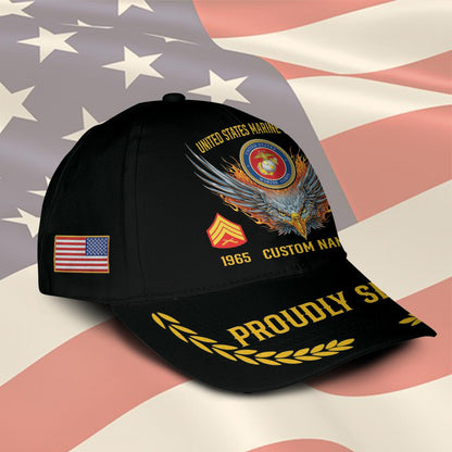 US Marine Corps – Classic Cap – Proudly Served - Flaming Eagle