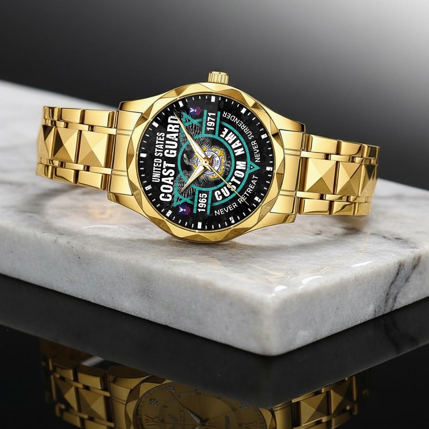 US Coast Guard – Diamond-Cut Bezel Watch – Commemorative Valor Dial