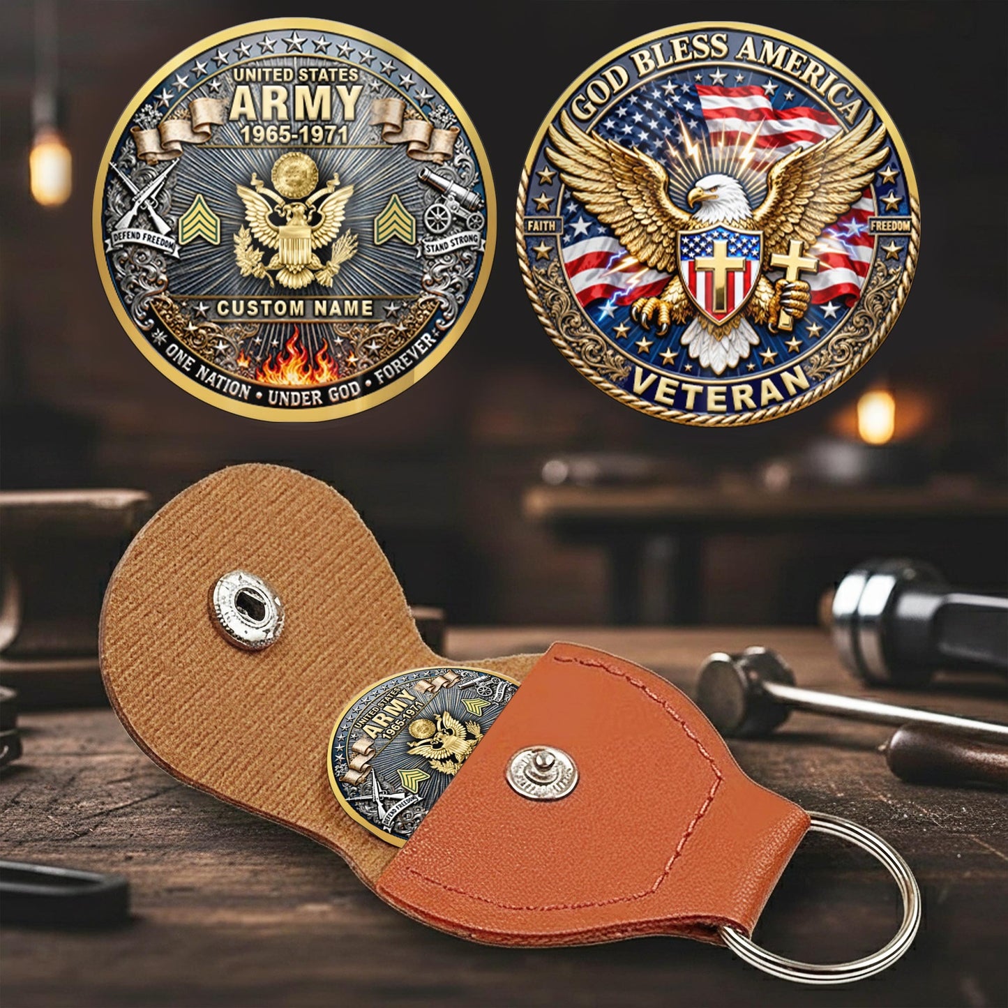 US Army – Military Printed Challenge Coin – God Bless Tribute Coin