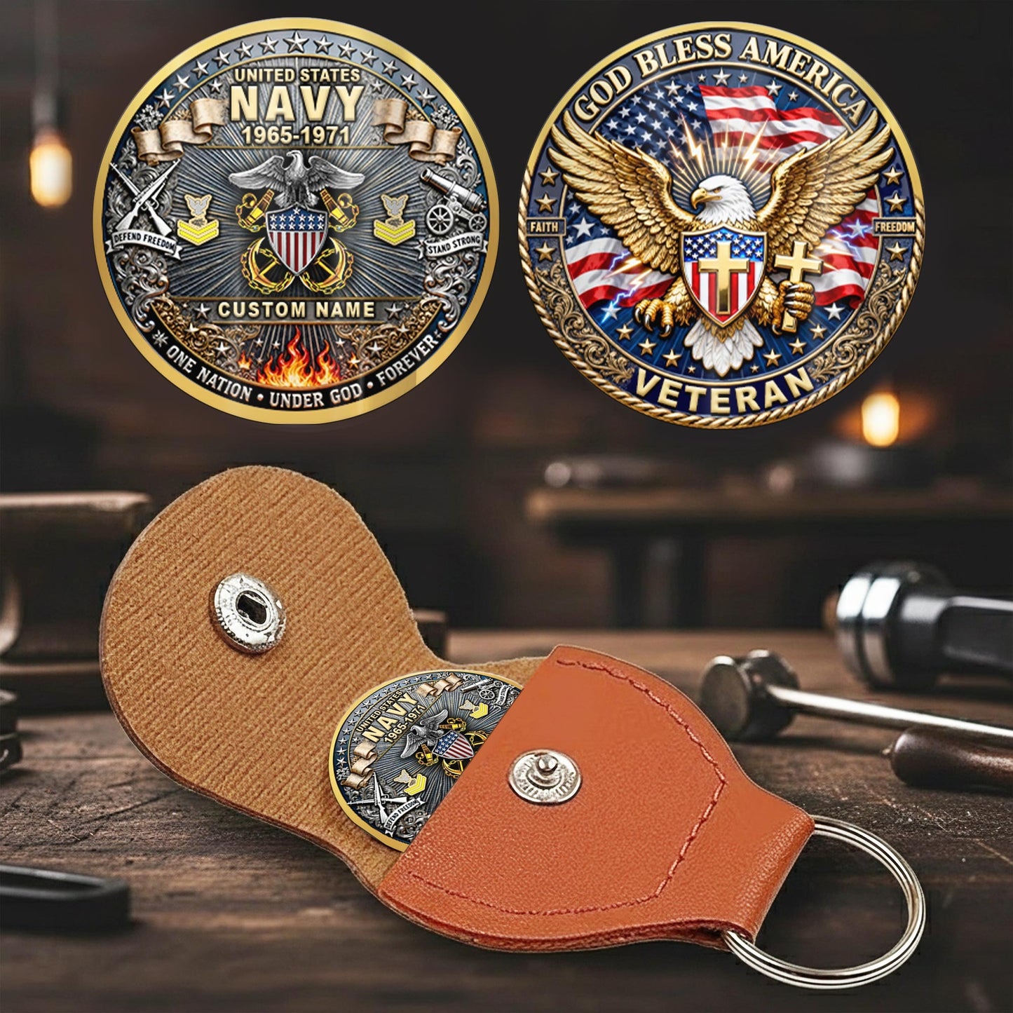 US Navy – Military Printed Challenge Coin – God Bless Tribute Coin