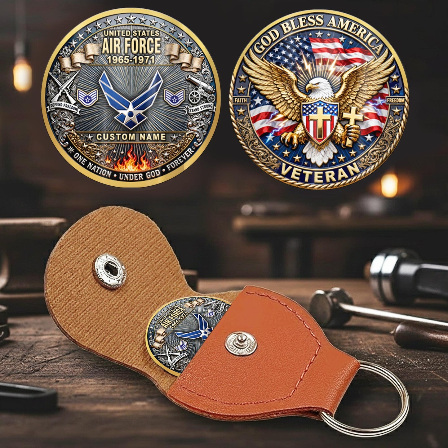 US Air Force – Military Printed Challenge Coin – God Bless Tribute Coin