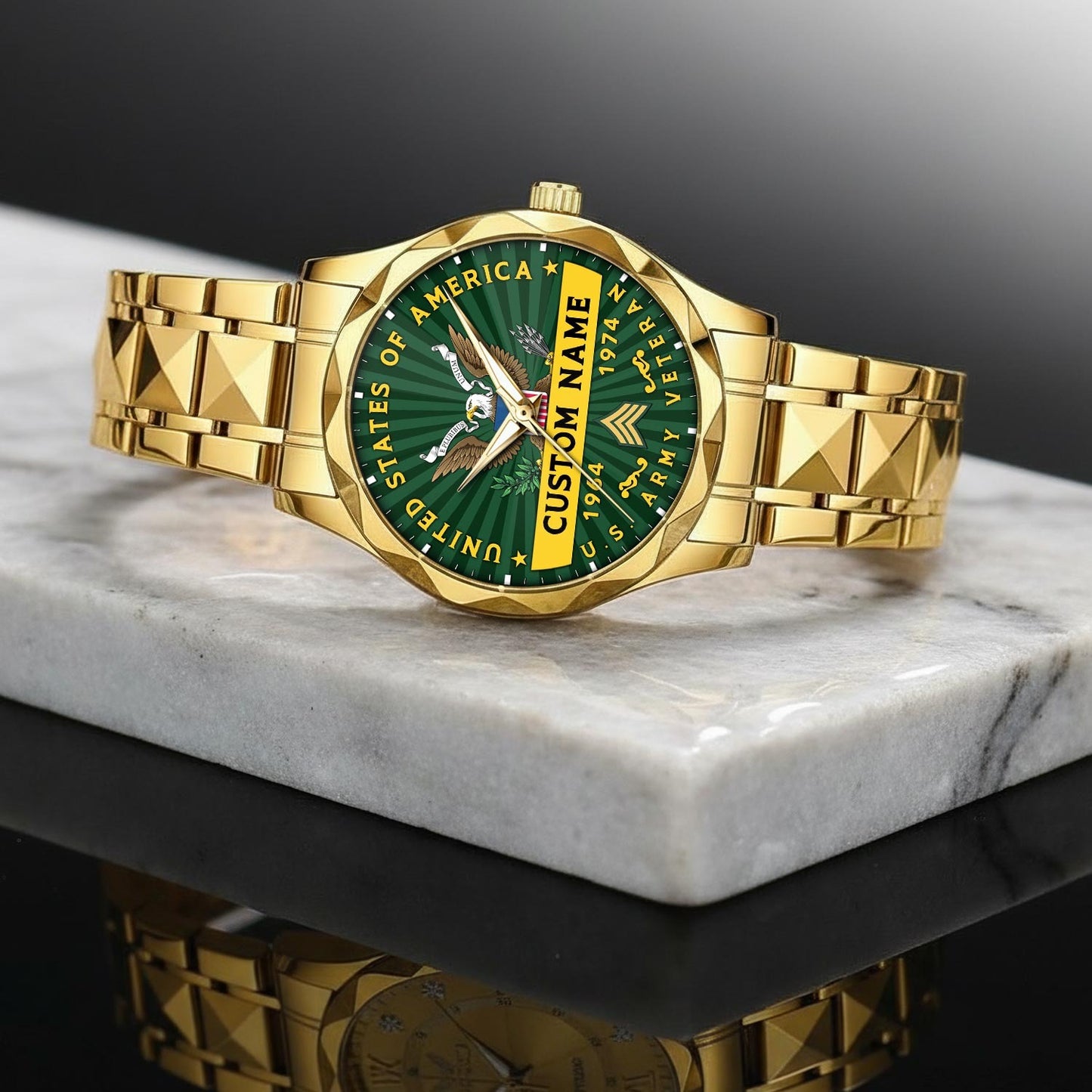 US Army – Diamond-Cut Bezel Watch – Liberty Star Crest