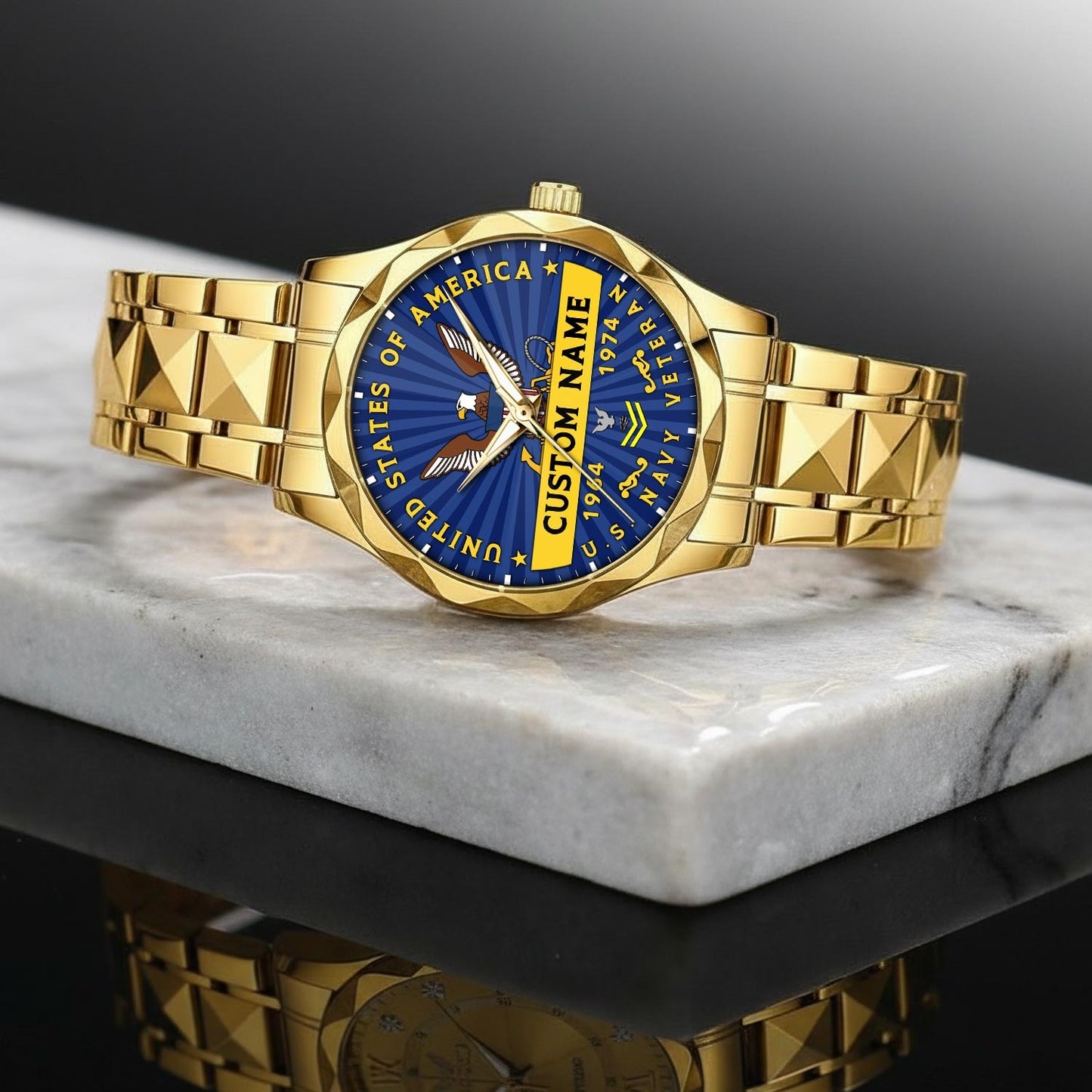 US Navy – Diamond-Cut Bezel Watch – Liberty Star Crest