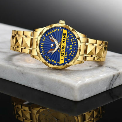 US Navy – Diamond-Cut Bezel Watch – Liberty Star Crest