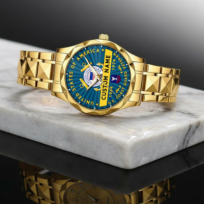 US Coast Guard – Diamond-Cut Bezel Watch – Liberty Star Crest