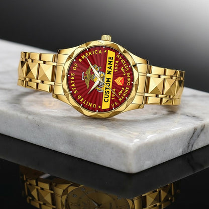 US Marine Corps – Diamond-Cut Bezel Watch – Liberty Star Crest