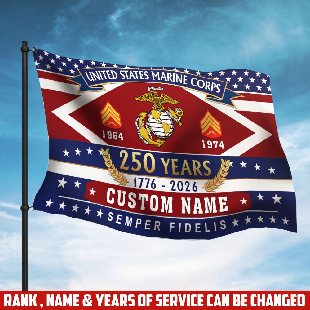 U.S. Marine Corps Flying Flag – 250 Years Of Freedom