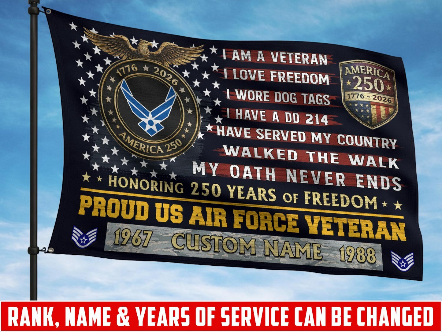 U.S. Air Force Flying Flag –  250 Years Of Freedom- VER 3