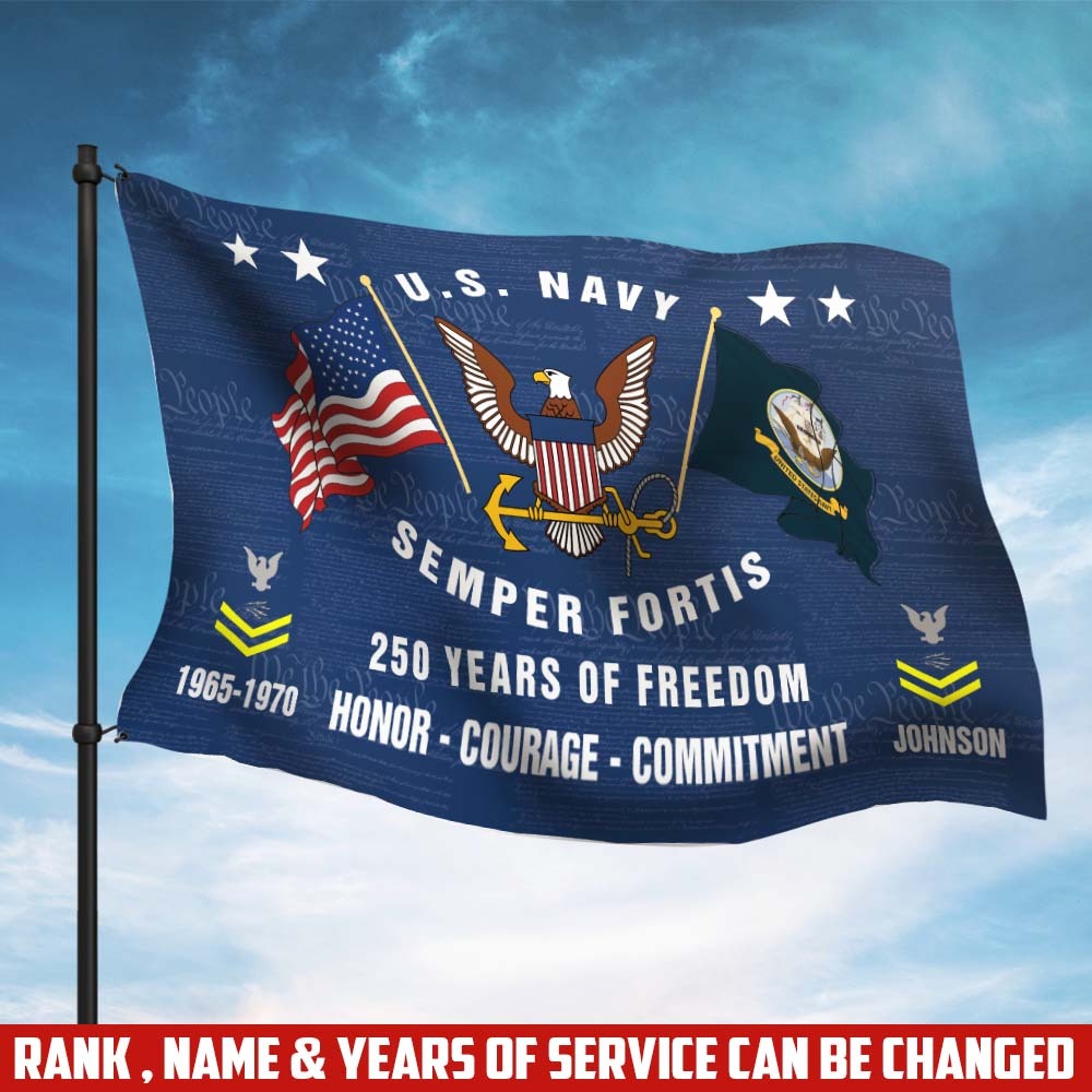 U.S. Navy Flying Flag –  250 Years Of Freedom- VER 2