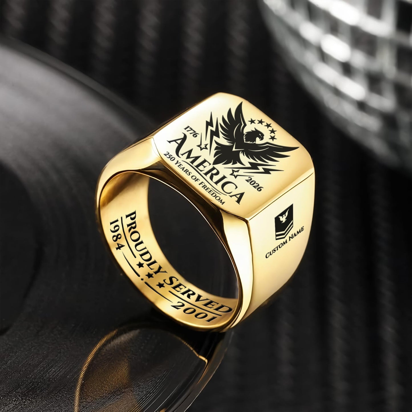 US Coast Guard – Engraved Men's Ring – 250 YEARS OF FREEDOM