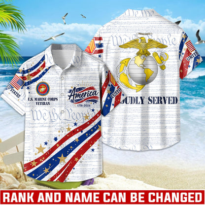 US Marine Corps – Hawaiian Shirt – Proudly Served
