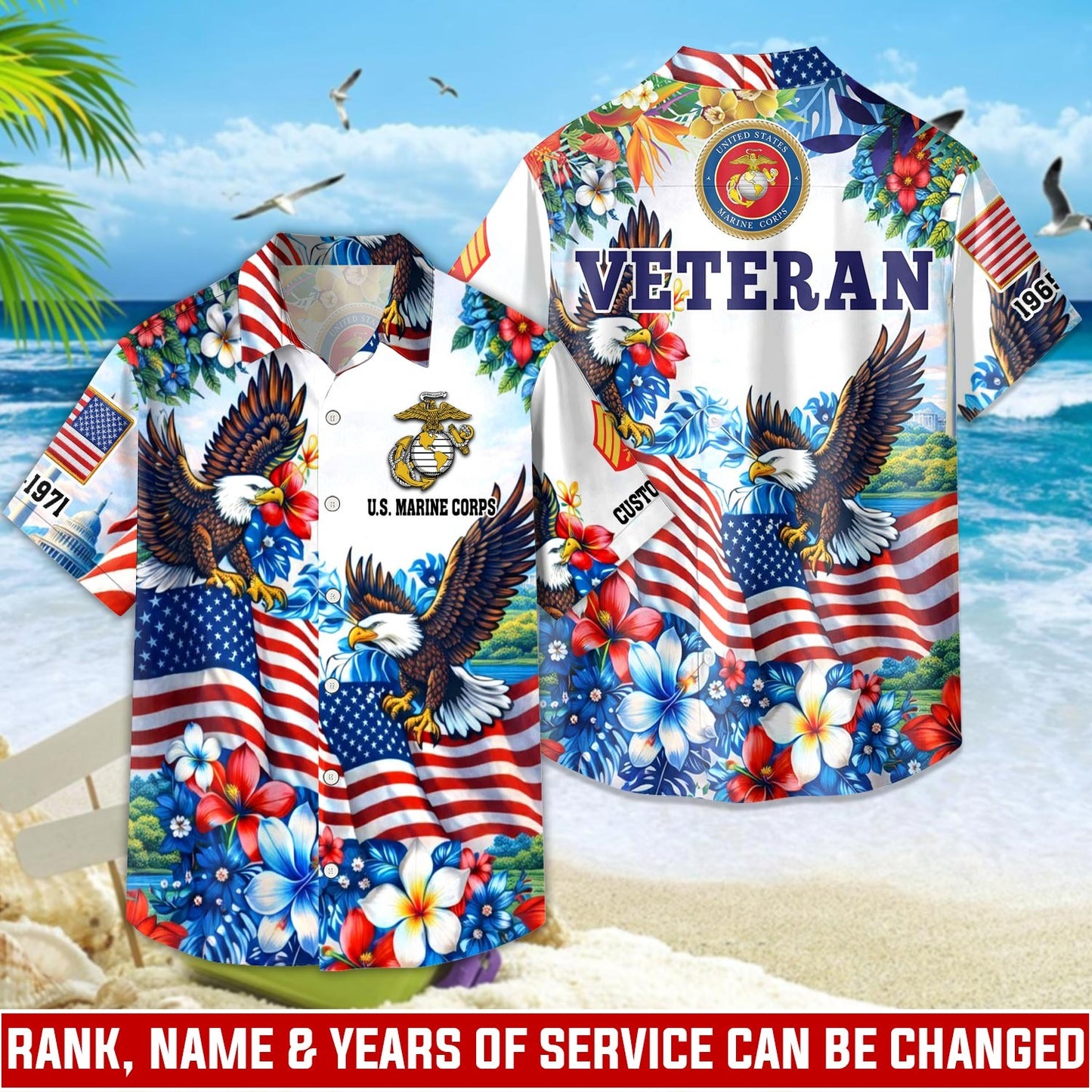US Marine Corps – Hawaiian Shirt – Freedom Eagle Tropical Shirt