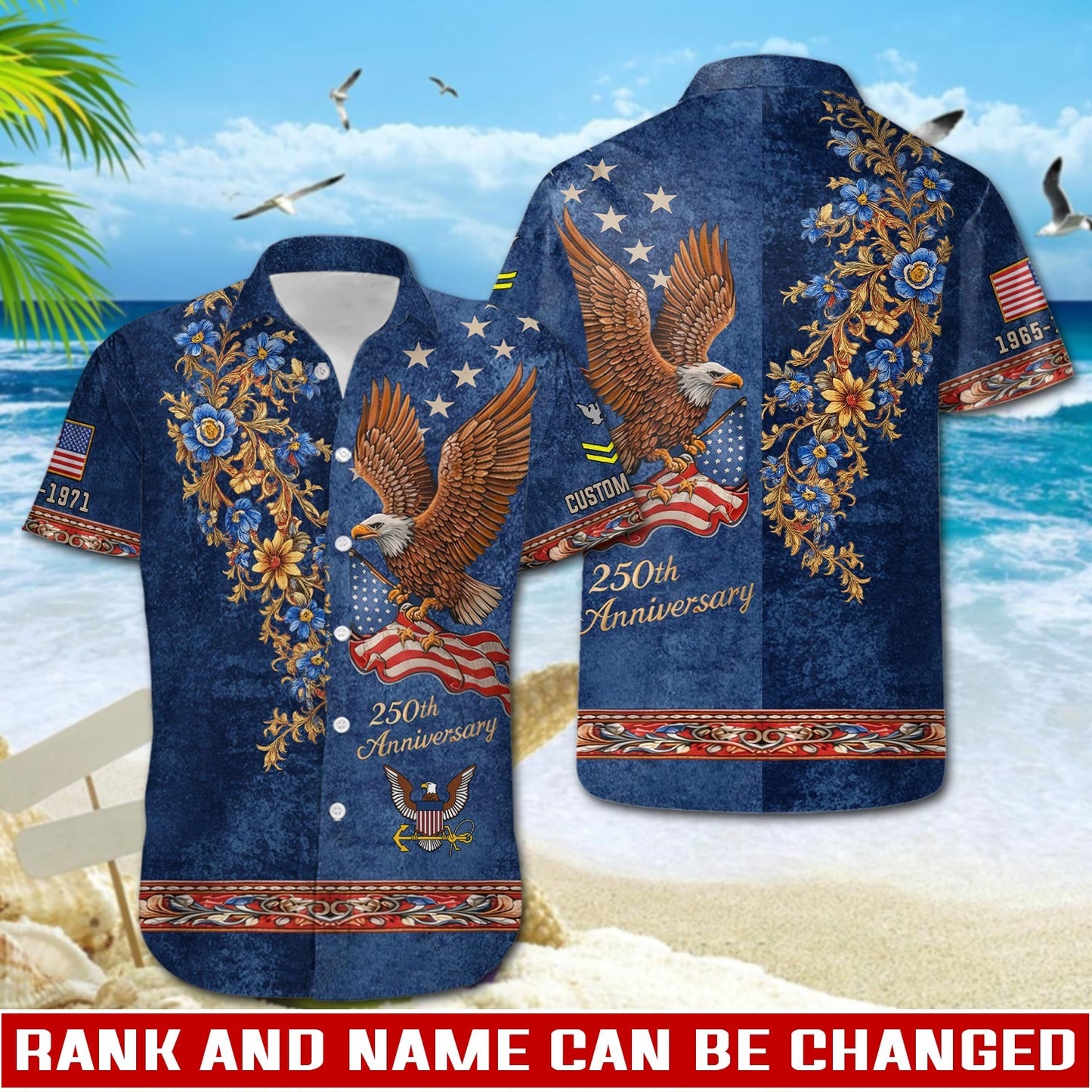 US Navy – Hawaiian Shirt – Liberty Eagle & Floral Vintage Shirt