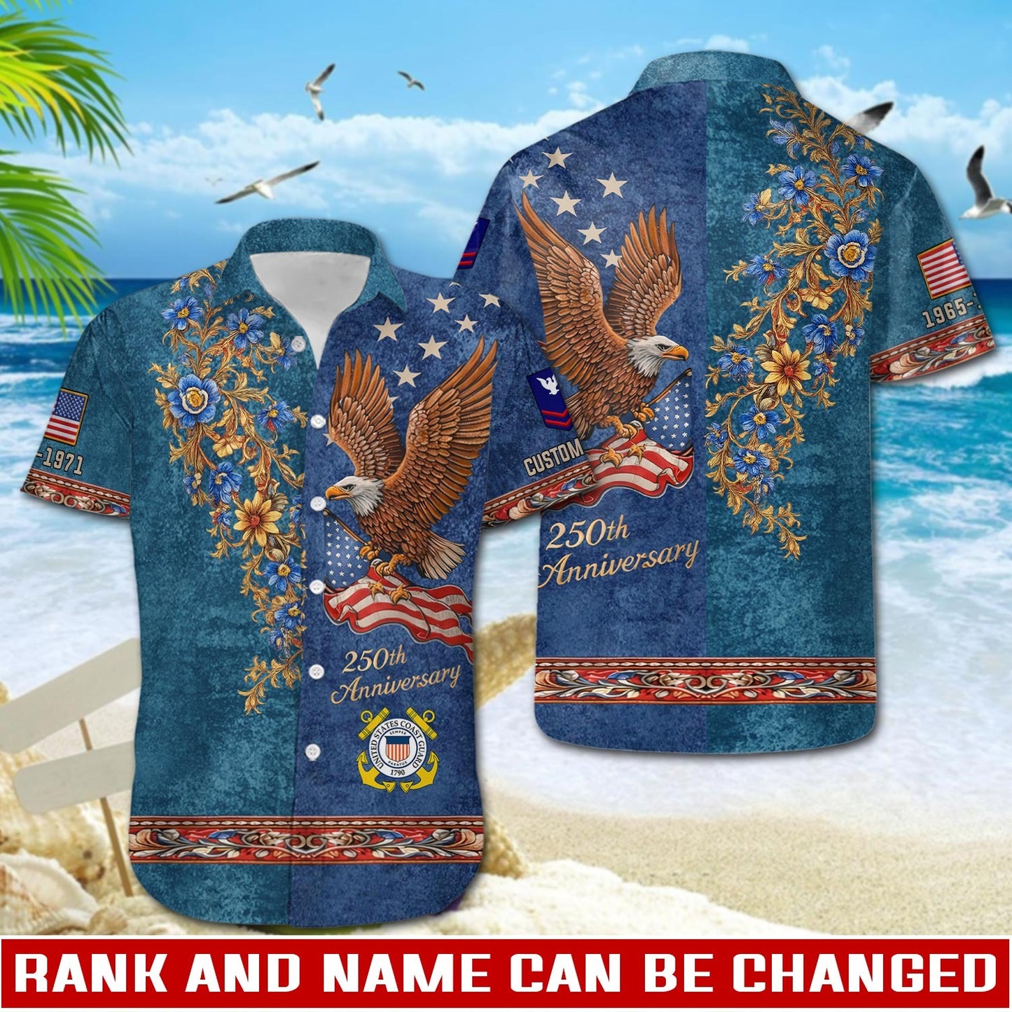US Coast Guard – Hawaiian Shirt – Liberty Eagle & Floral Vintage Shirt