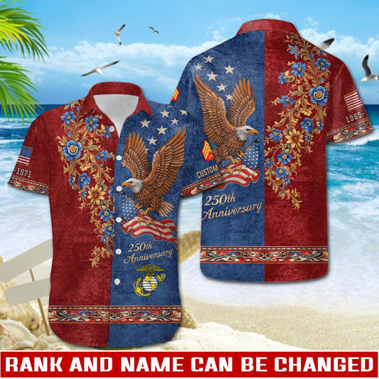 US Marine Corps – Hawaiian Shirt – Liberty Eagle & Floral Vintage Shirt