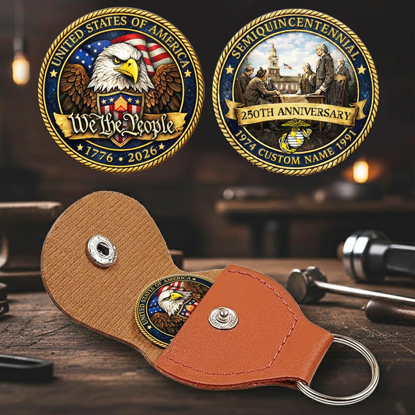 US Marine Corps – Military Printed Challenge Coin – We The People 250