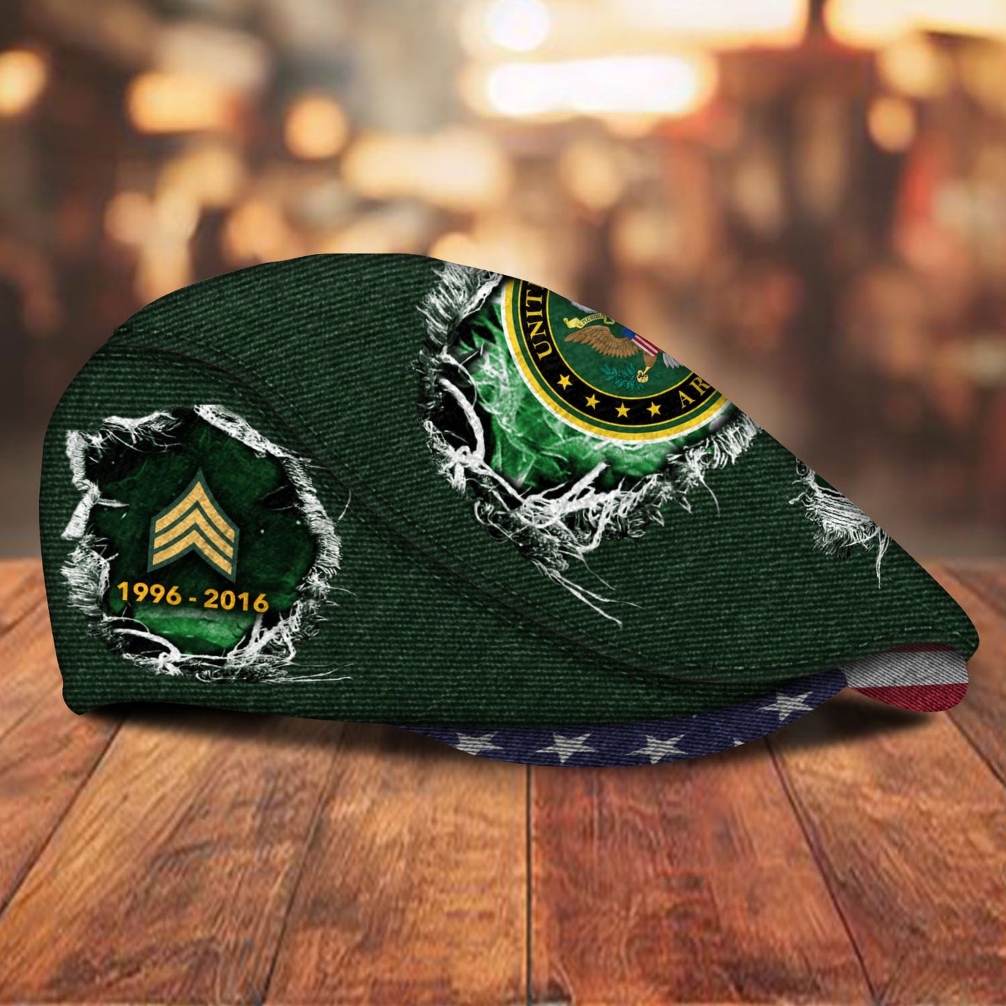 Custom U.S. Army Veteran Jeff Cap – Name, Rank & Service Years Personalized - Distressed denim pattern