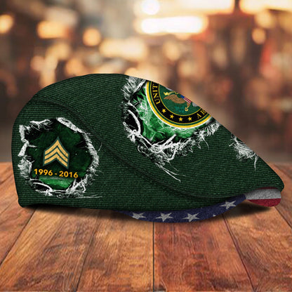 Custom U.S. Army Veteran Jeff Cap – Name, Rank & Service Years Personalized - Distressed denim pattern