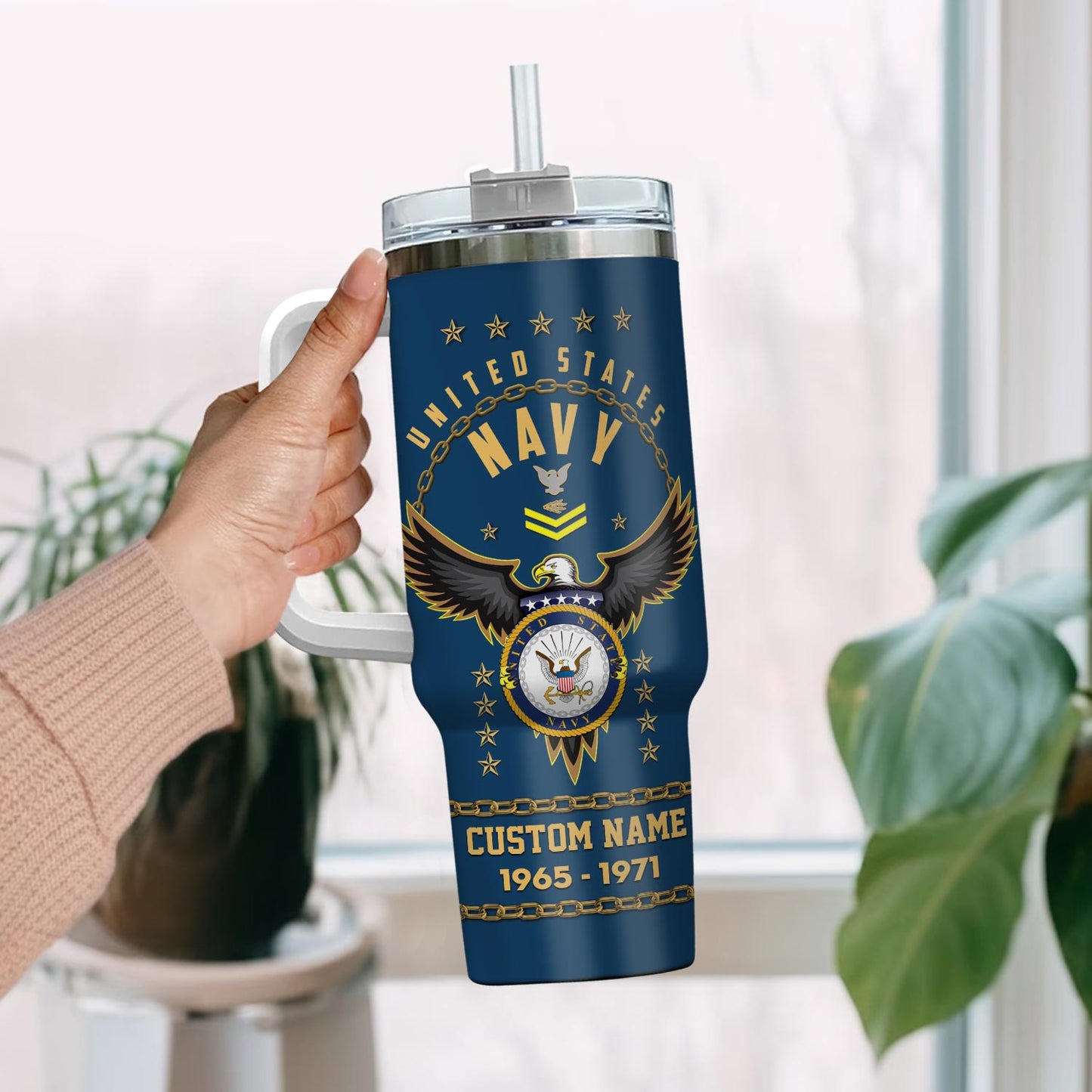 Navy Rating, E 3 White – Stainless Steel Tumbler 40oz
