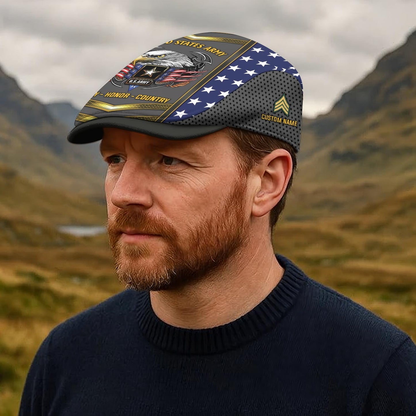 Custom U.S. Army Jeff Cap –  USMC Honor Courage Commitment Veteran Cap