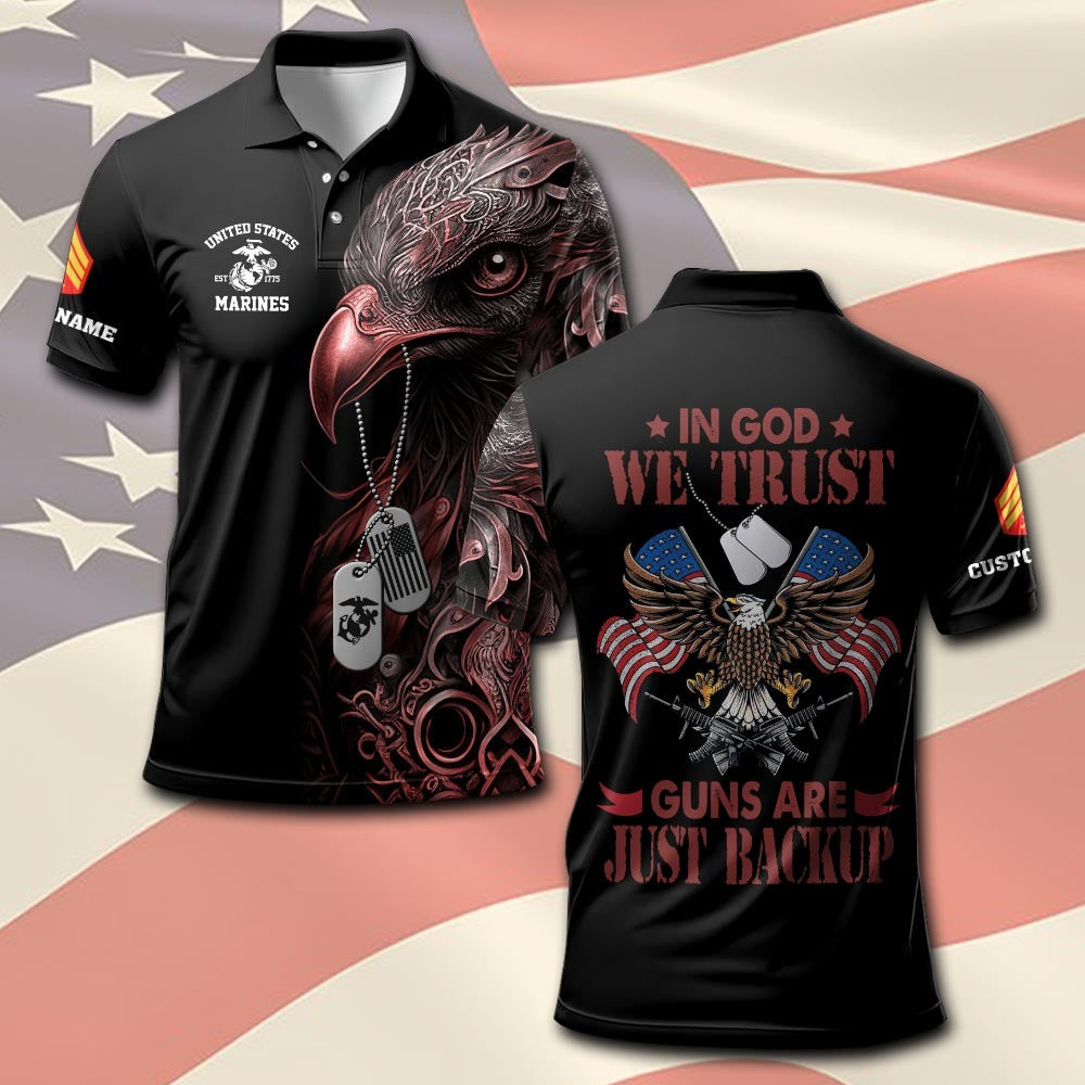 U.S Marine Corps – T-shirt – IN GOD WE TRUST-GUNS ARE JUST BACKUP
