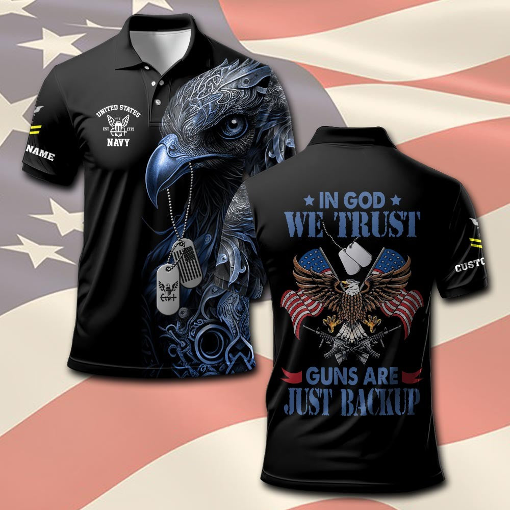 U.S Navy – T-shirt – IN GOD WE TRUST-GUNS ARE JUST BACKUP