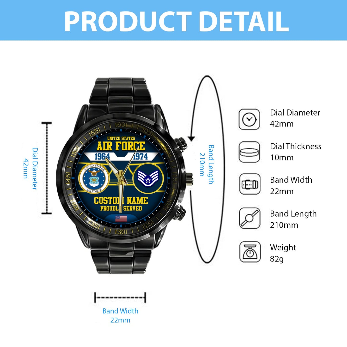US Air Force – Diamond-Cut Bezel Watch – The Service Chronicle
