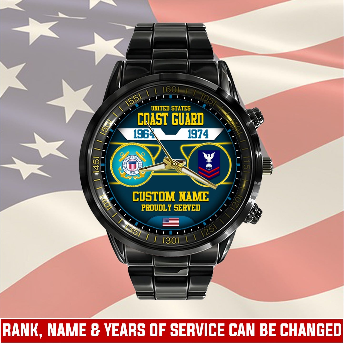 US Coast Guard – Diamond-Cut Bezel Watch – The Service Chronicle