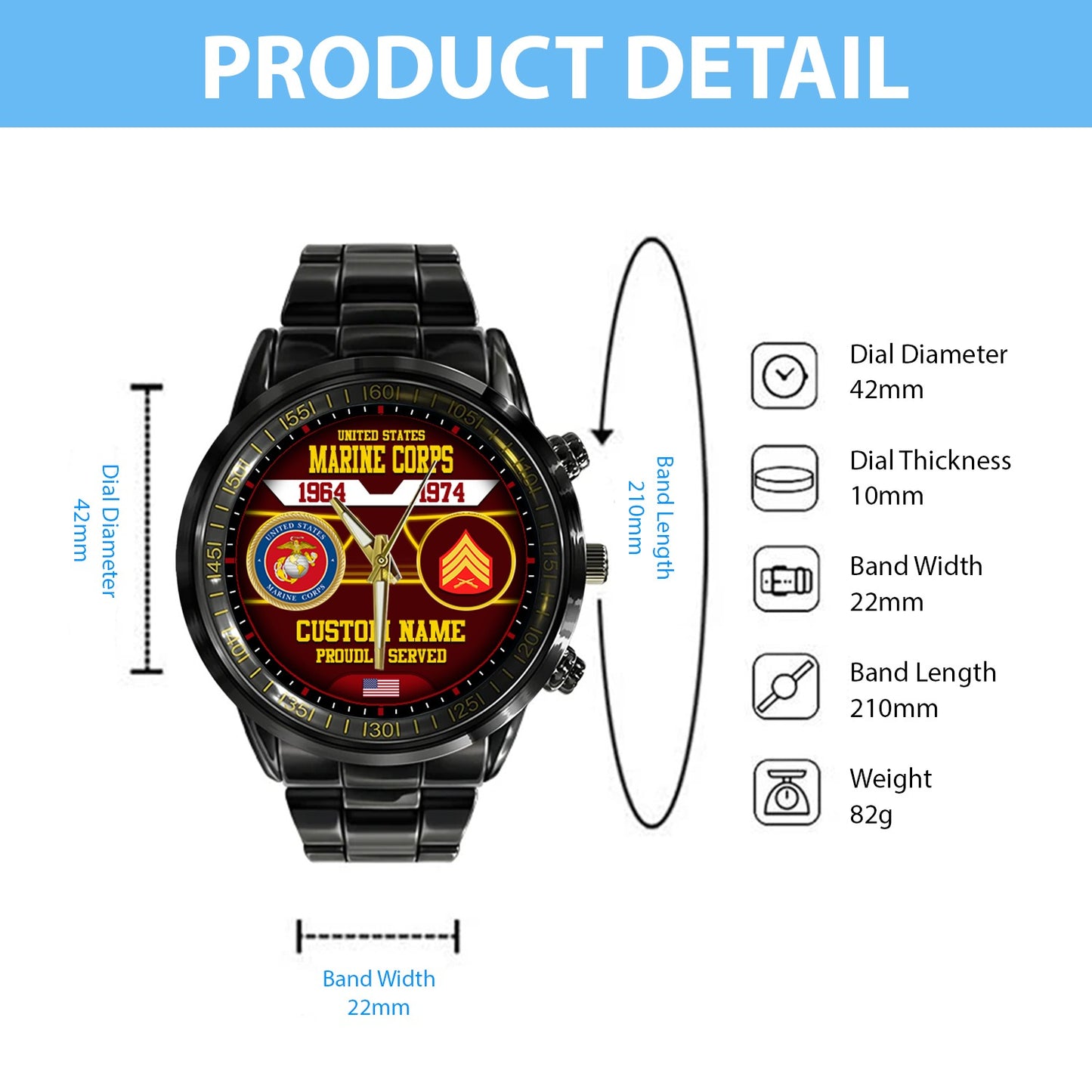 US Marine Corps – Diamond-Cut Bezel Watch –  The Service Chronicle