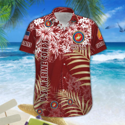 US Marine Corps – Hawaiian Shirt – Floral Hawaiian