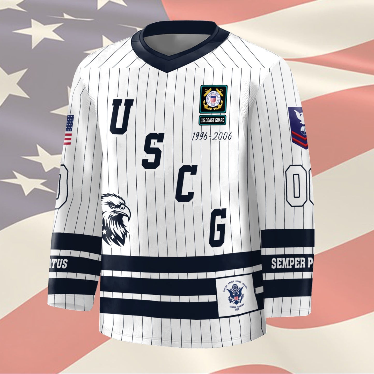 US Coast Guard – Hockey Jersey – Veteran Pinstripe Jersey