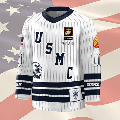 US Marine Corps – Hockey Jersey –  Veteran Pinstripe Jersey