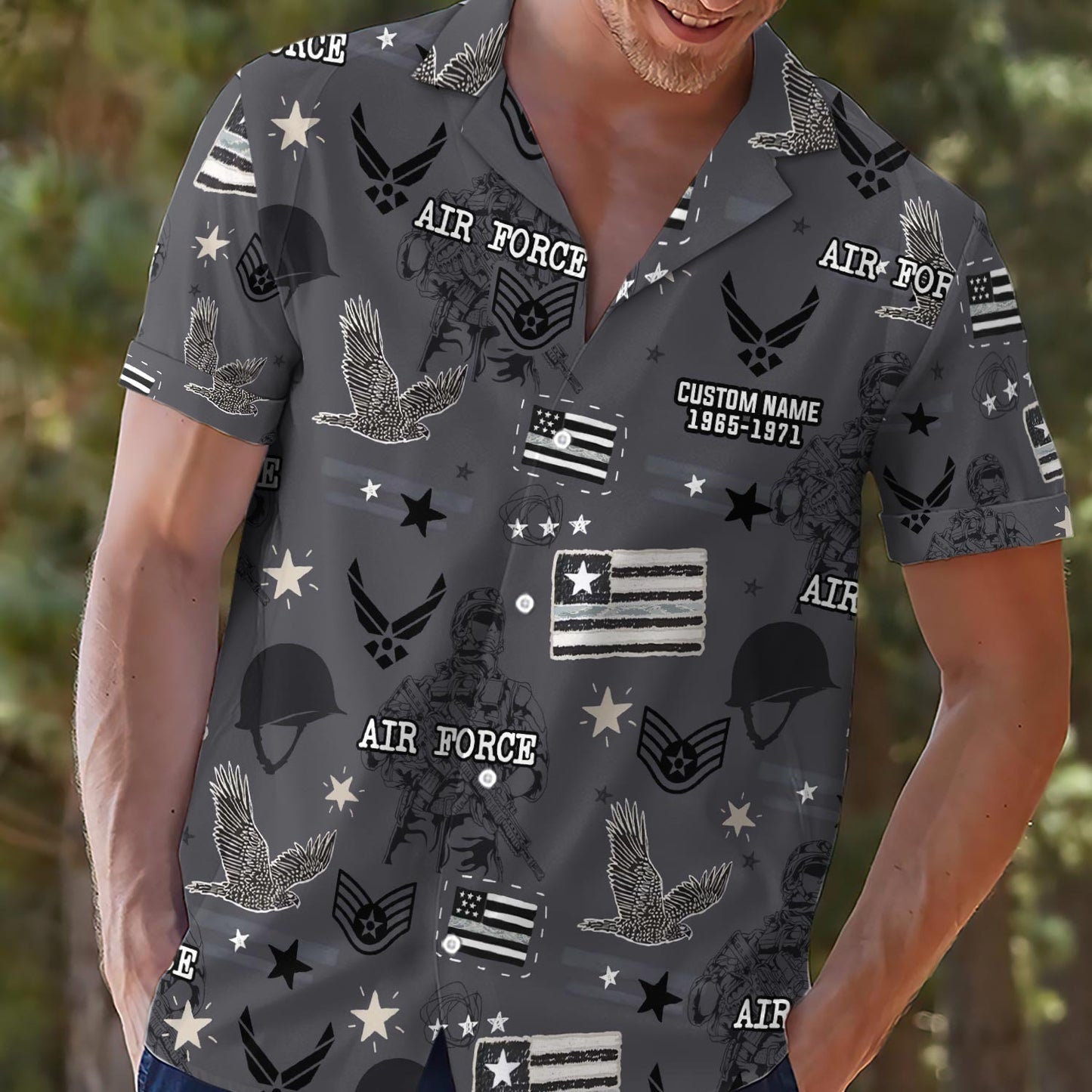 US Air Force – Hawaiian Shirt – Pride Black & Grey Patriotic Shirt