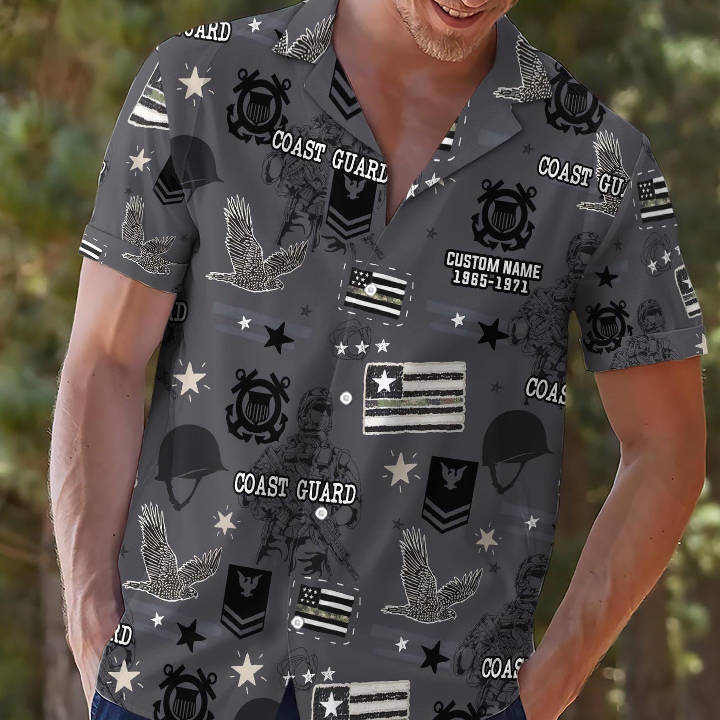US Coast Guard – Hawaiian Shirt – Pride Black & Grey Patriotic Shirt