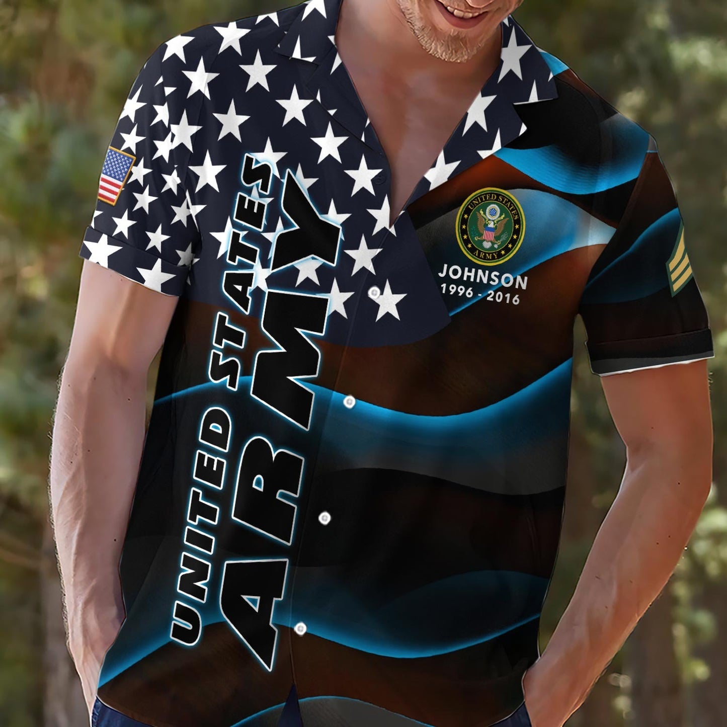 US Army – Hawaiian Shirt – Starfield Wave Shirt