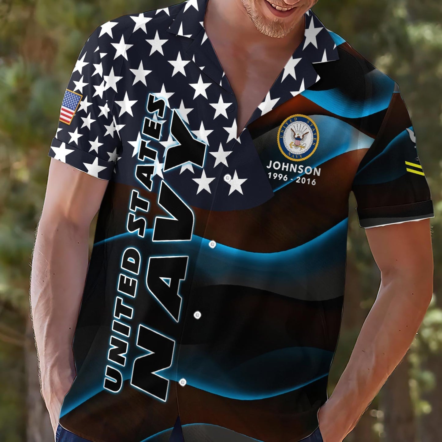 US Navy – Hawaiian Shirt –  Starfield Wave Shirt