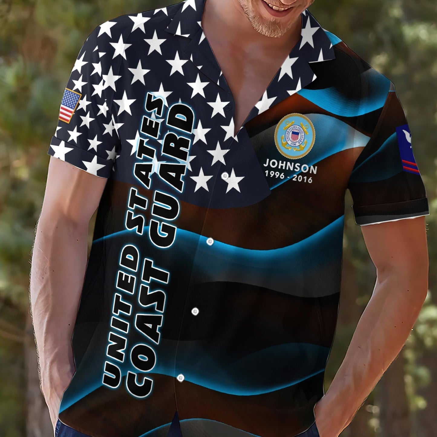 US Coast Guard – Hawaiian Shirt – Starfield Wave Shirt