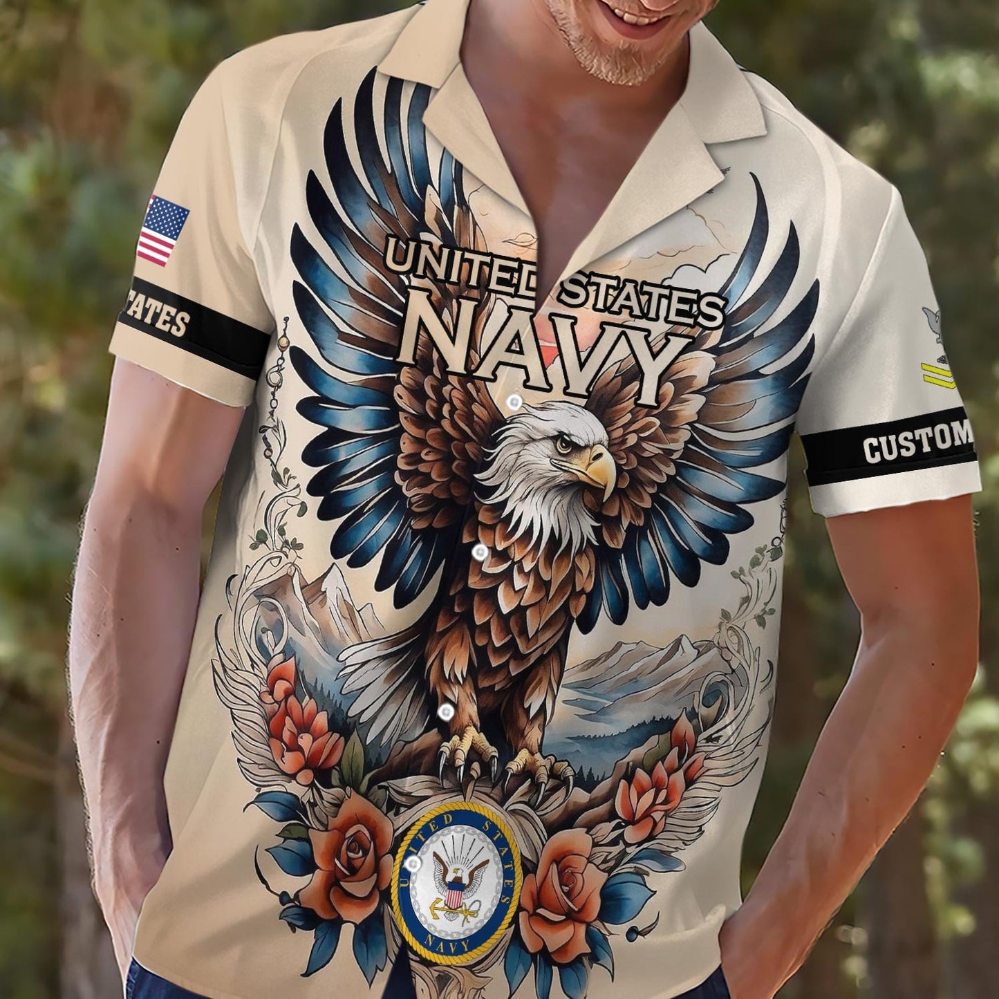US Navy – Hawaiian Shirt –  American Bald Eagle