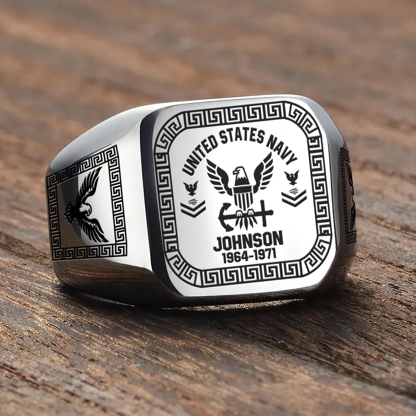 US Navy – Engraved Men's Ring – Heritage Greek Crest