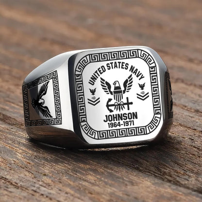 US Navy – Engraved Men's Ring – Heritage Greek Crest