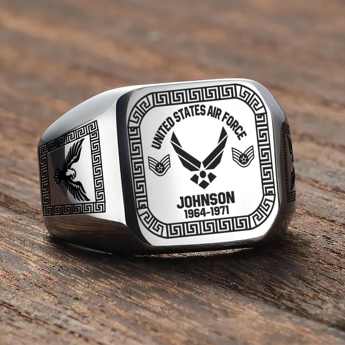 US Air Force – Engraved Men's Ring – Heritage Greek Crest