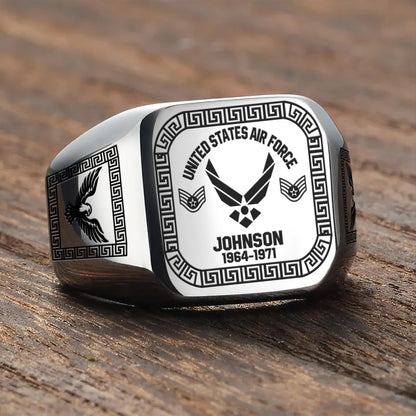 US Air Force – Engraved Men's Ring – Heritage Greek Crest