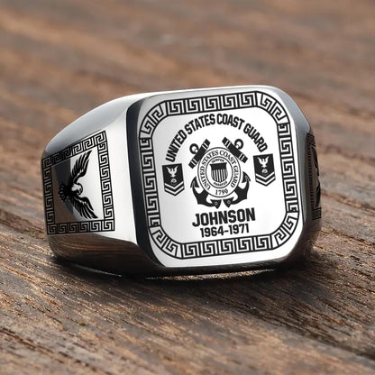 US Coast Guard – Engraved Men's Ring –  Heritage Greek Crest