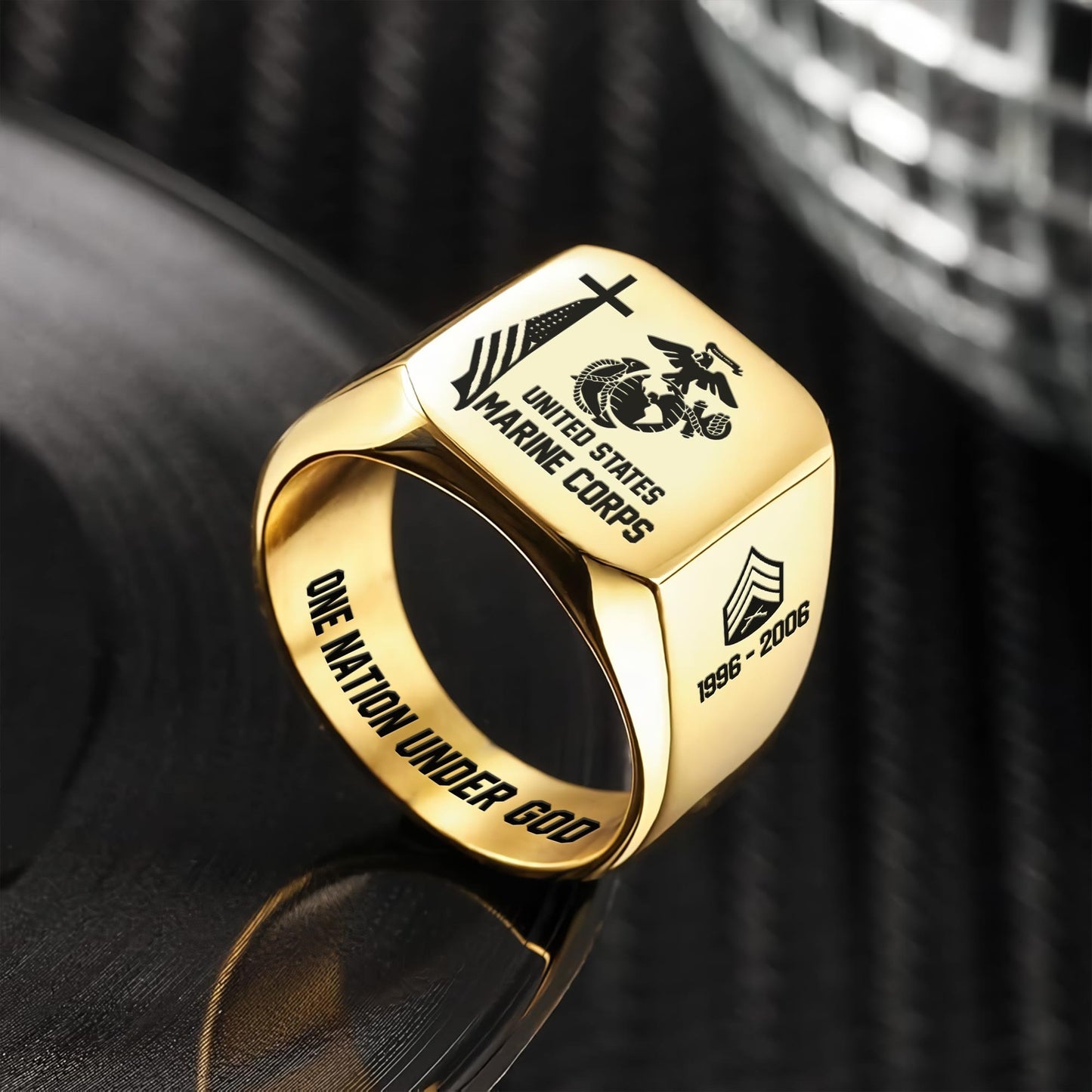 US Marine Corps – Engraved Men's Ring –  Sacred Honor Signet